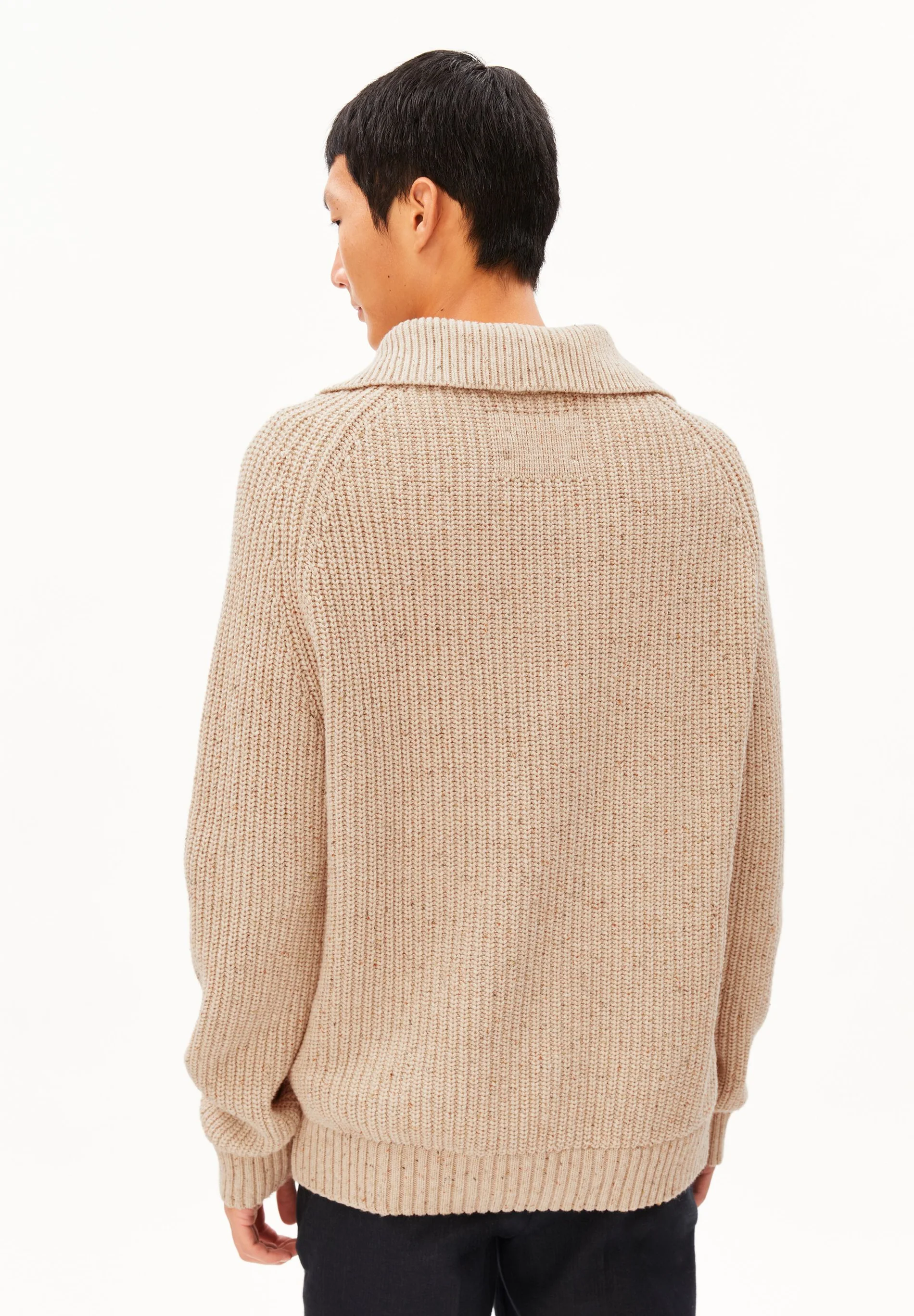 Armedangels TWEED-STRICK-TROYER  recycelter Woll-Mix in sandstone