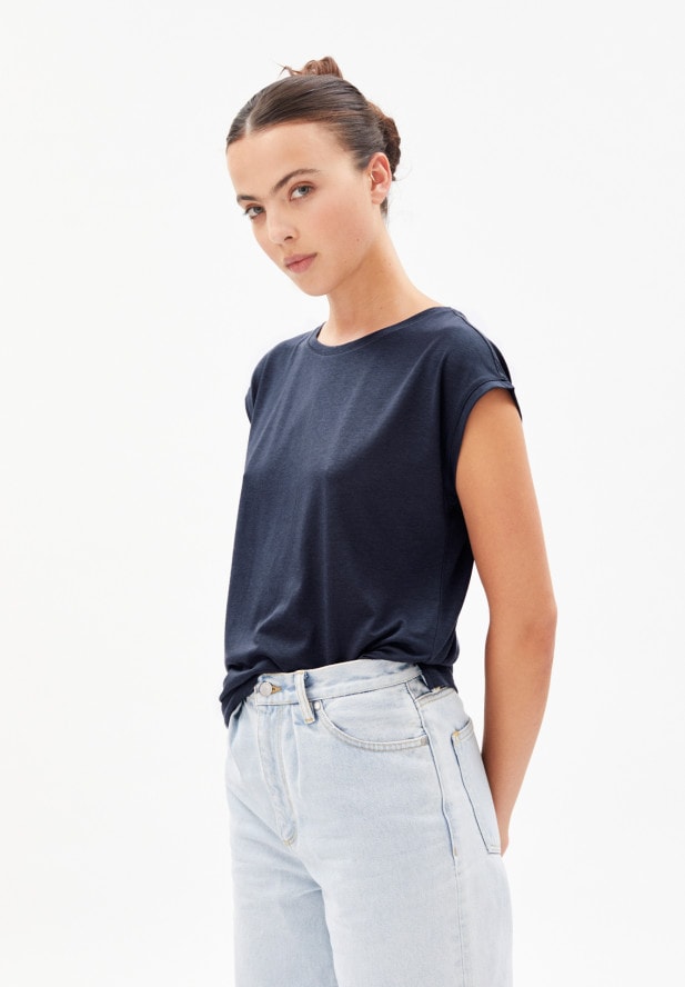 Armedangels JILAA Damen  T-Shirt aus TENCEL™ Lyocell Mix in dunkel blau 