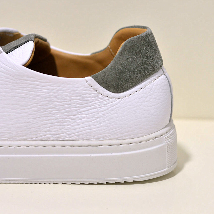 Berwick 1707 edle handgefertigter Sneaker aus echtem Hirschleder in weiß / grün