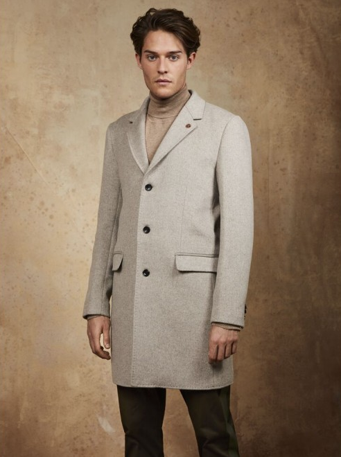 Scotch&Soda Klassischer einreihiger Mantel aus Wollmischung  in beige