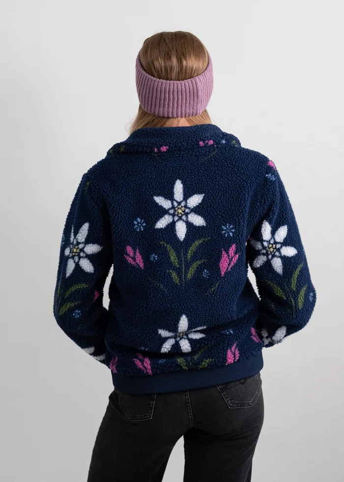 Bavarian Caps - FS33-1 Teddy Blouson "Eisblume" - marine Fleecejacke für Damen