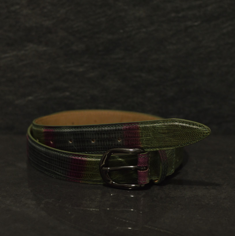 Ralph Gladen Lizard Gürtel Breite 3,0cm in grün-lila/ Eidechsenleder