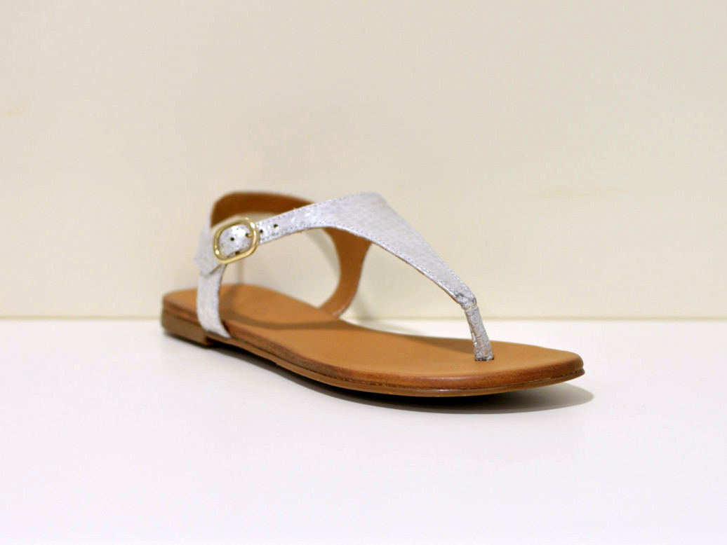 Tube Zehensandalen aus Leder Schlange multi Silver