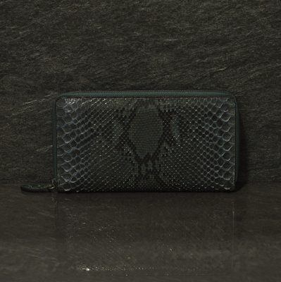 Ralph Gladen Pythonleder Zippwallet Schlangenleder Geldbörse in deep ocean blue