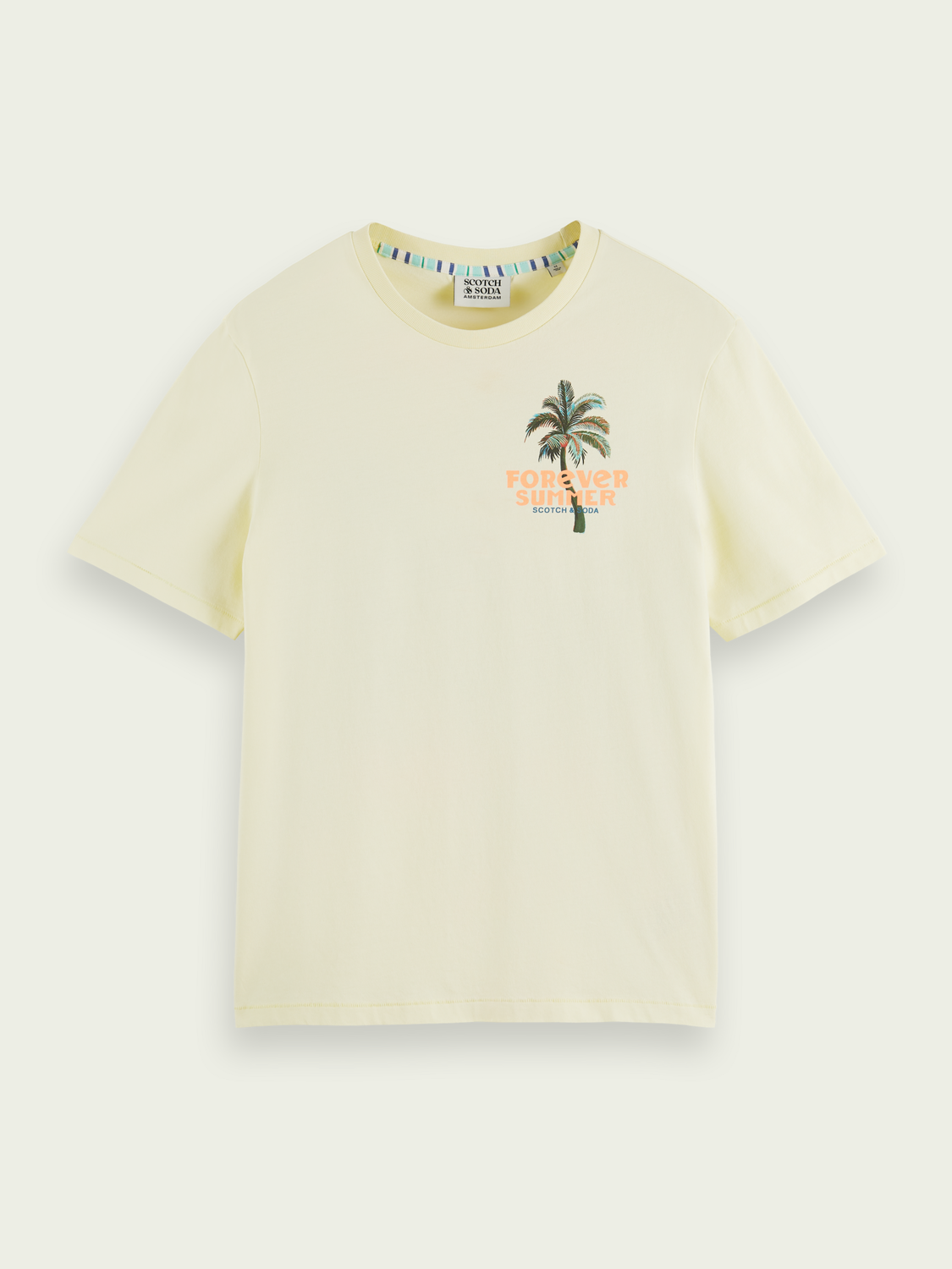 Scotch&Soda Artwork crewneck T-Shirt aus Bio-Baumwolle in Banana Scotch&Soda Artwork crewneck T-Shirt aus Bio-Baumwolle in Banana