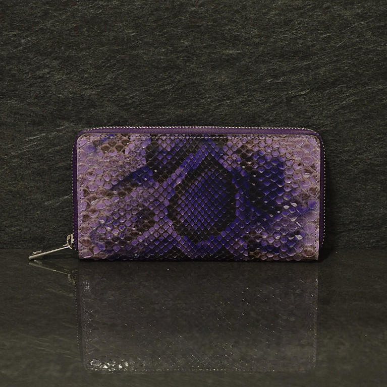 Ralph Gladen Pythonleder Zippwallet Schlangenleder Portemonnaie in flieder