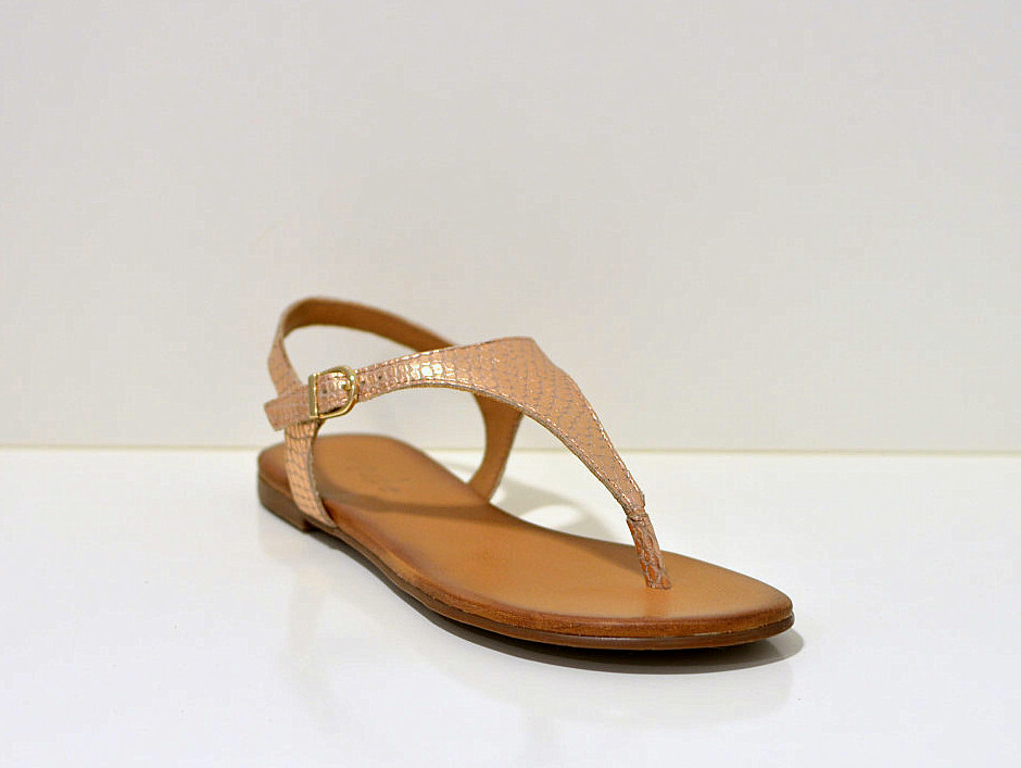 Tube leichte Sommer Zehensandalen aus Leder mit Gelsohle Rose/Schlange