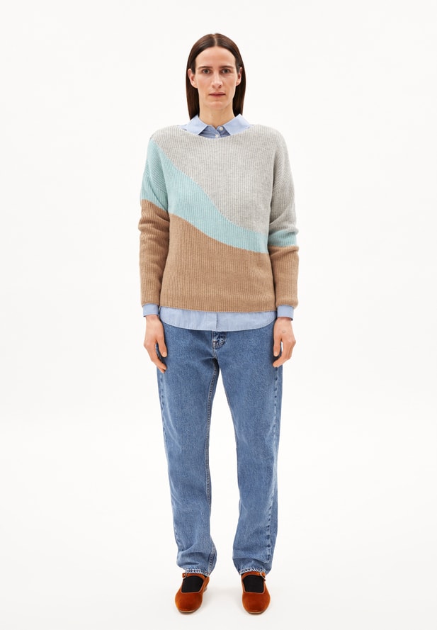 Armedangels MIYAAS MULTICOLOR Strick Pullover Loose Fit aus Bio-Woll Mix light grey melange-icy mist Armedangels MIYAAS MULTICOLOR Strick Pullover Loose Fit aus Bio-Woll Mix light grey melange-icy mist