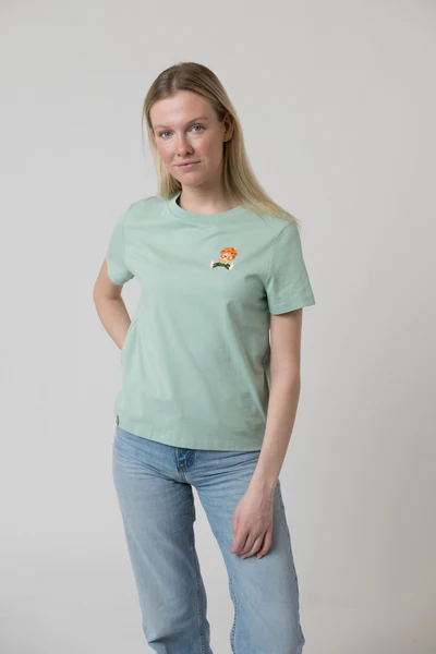 Bavarian Caps T-Shirt Pumuckl Lacht in minze, Damen