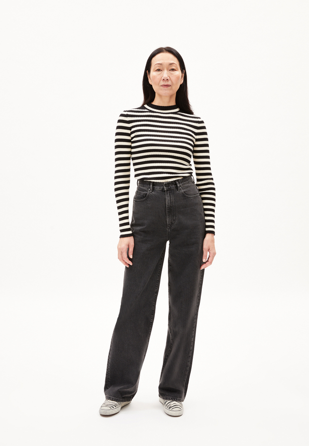 Armedangels ALAANIA STRIPED Pullover aus Bio-Baumwolle in black-oatmikl Armedangels ALAANIA STRIPED Pullover aus Bio-Baumwolle in black-oatmikl