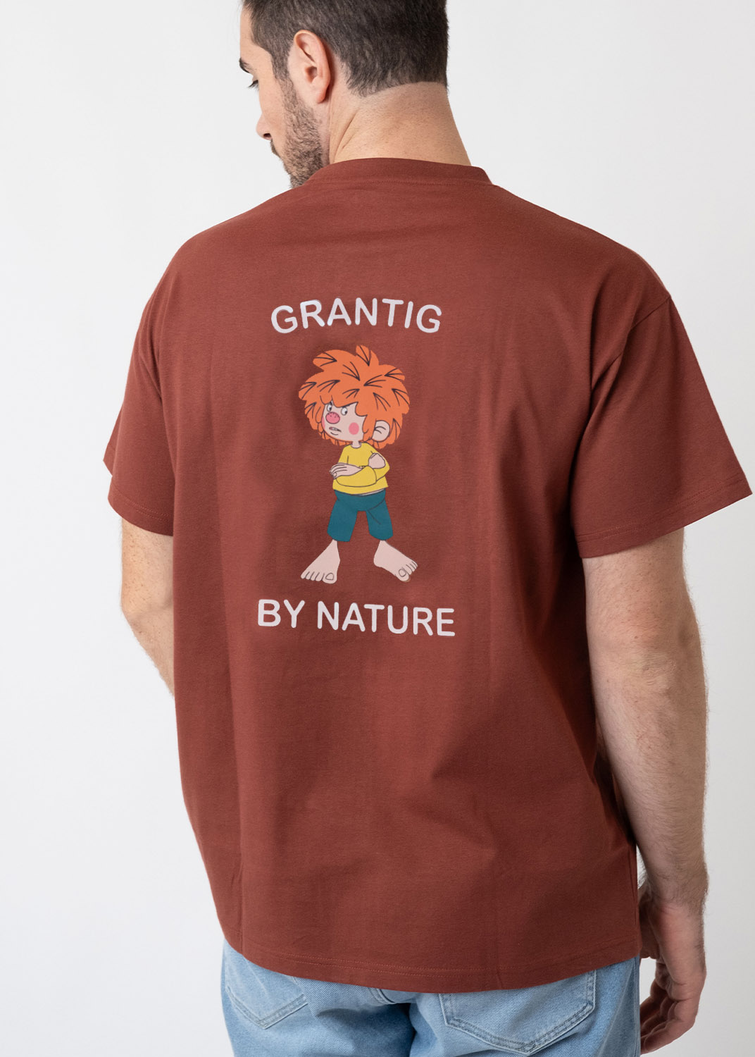 Bavarian Caps T-Shirt Pumuckl "Grantig by nature" - dunkelrot, v2 Unisex