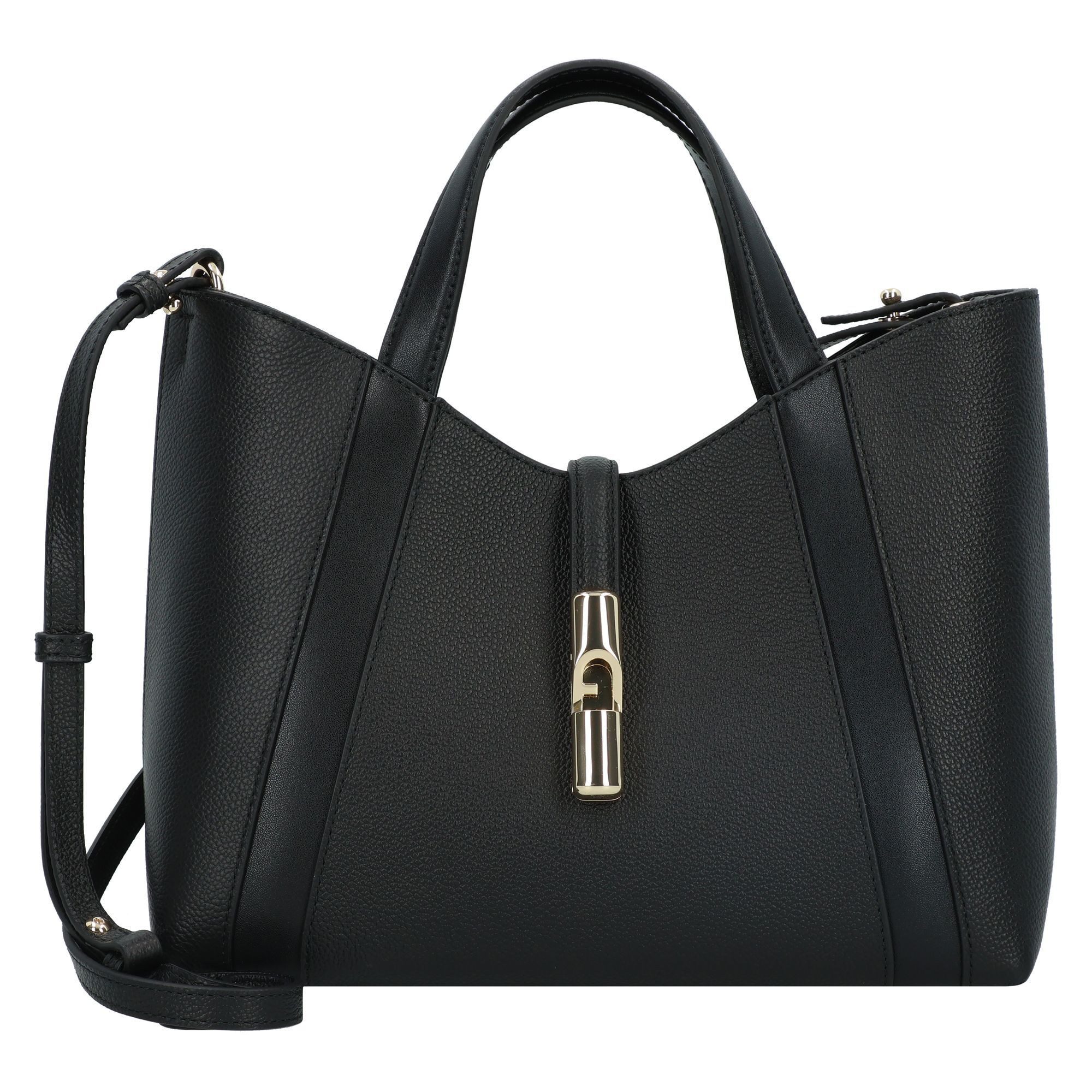 Furla Goccia Handtasche genarbtes Leder in schwarz