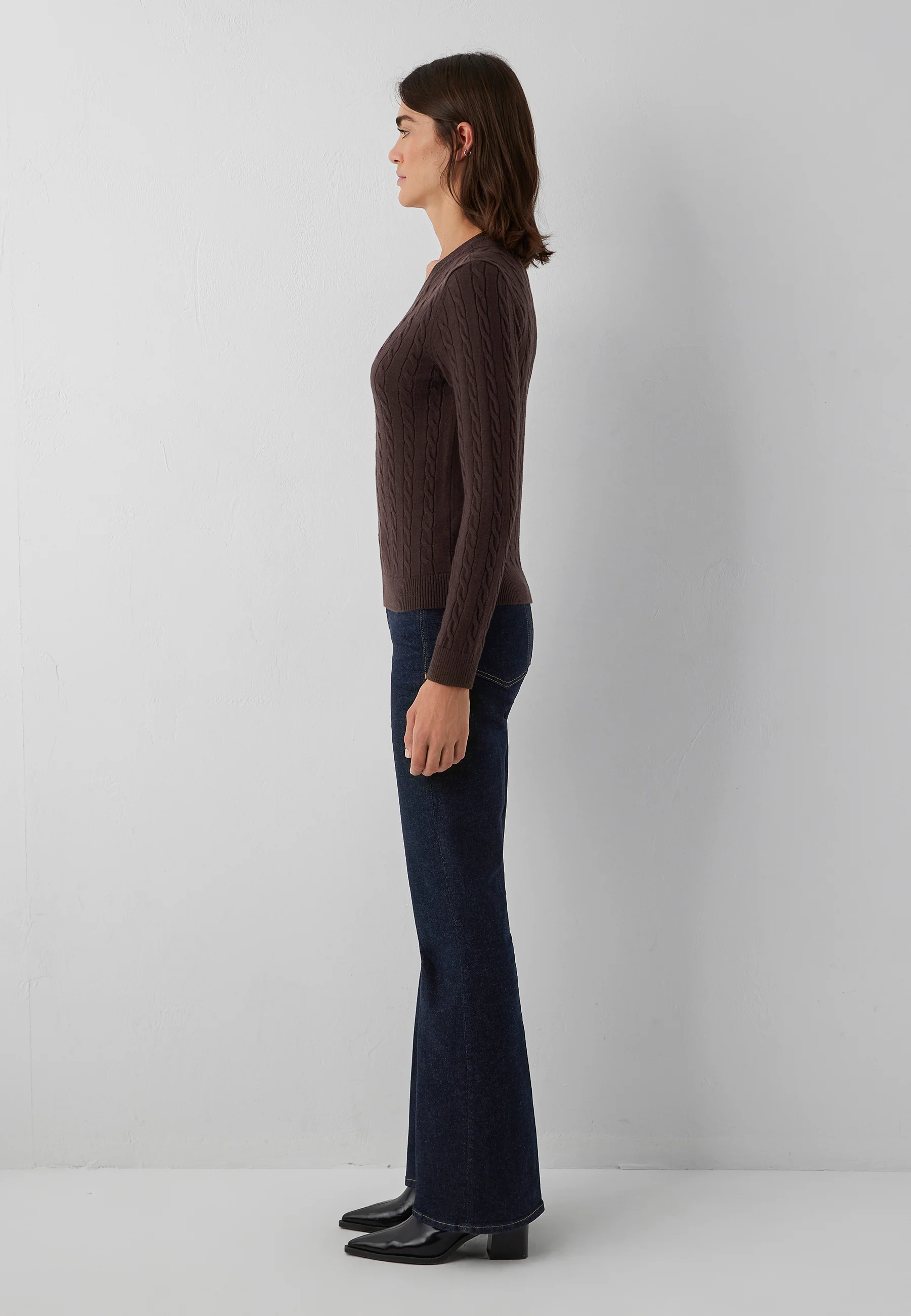 Mavi Pullover LONG SLEEVE V NECK TRICOT | Feinstrick Pullover in braun