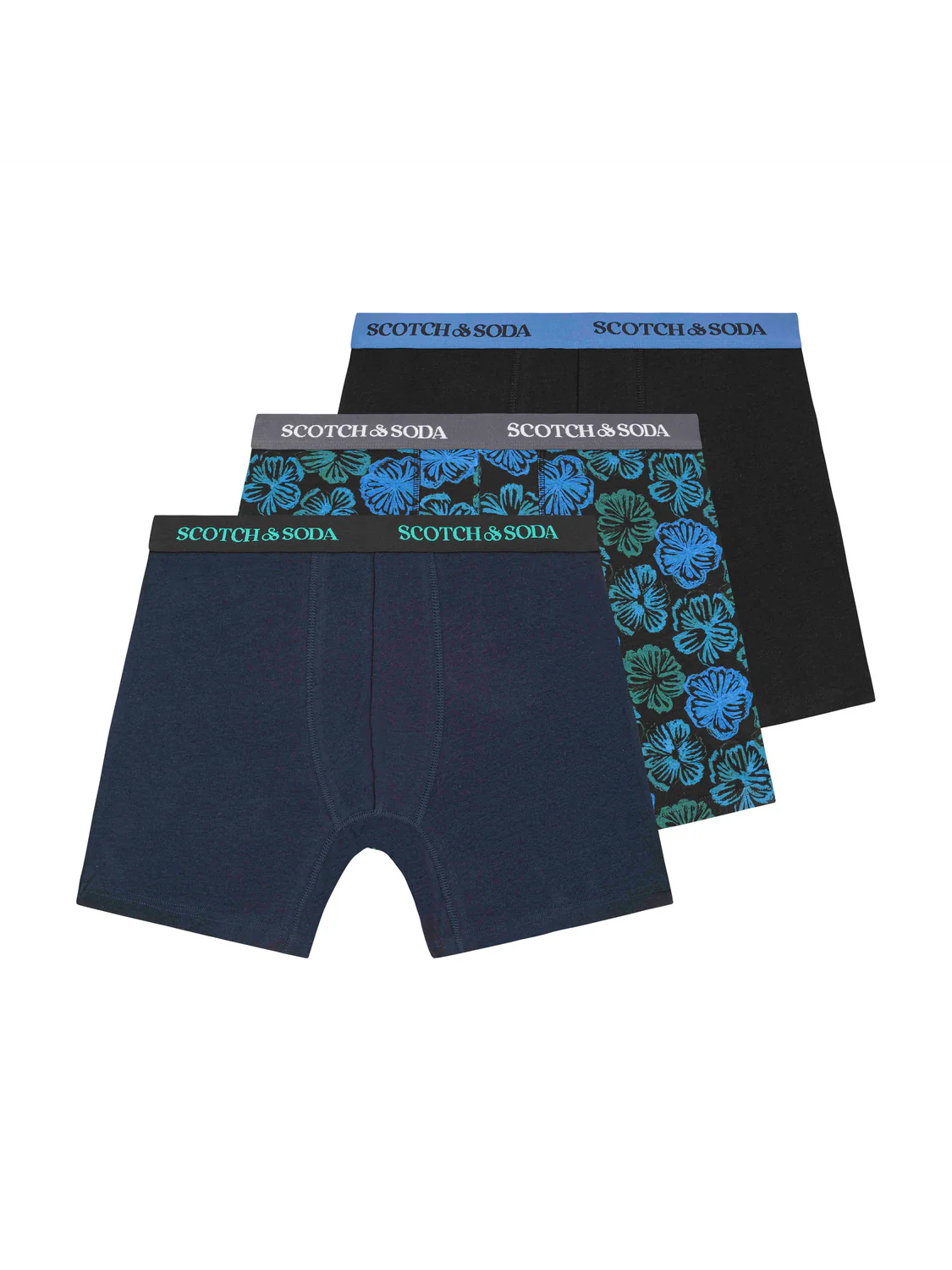 Scotch&Soda 3-PACK MEN'S COTTON BOXERS in BLUE/GREEN
