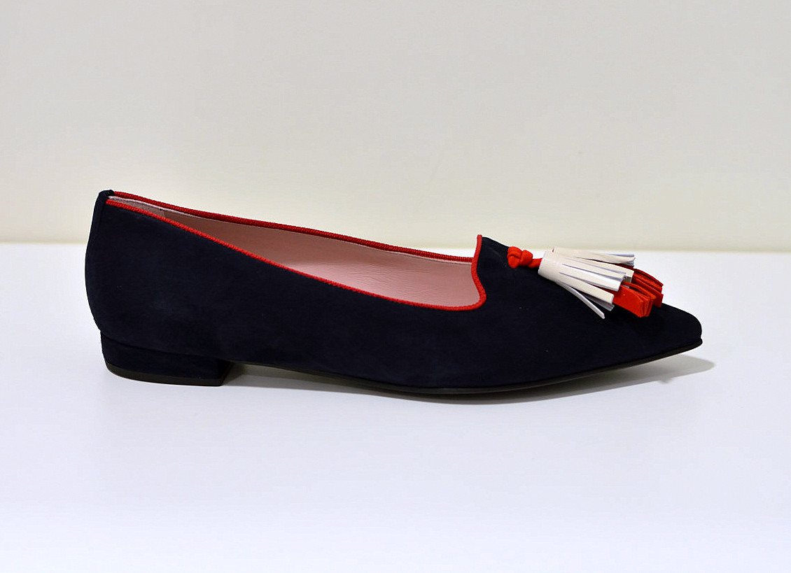 Pretty Ballerinas Ella ANGELIS Navy Blue - Klassischer Ballerina mit Spitze und kleinen Absatz