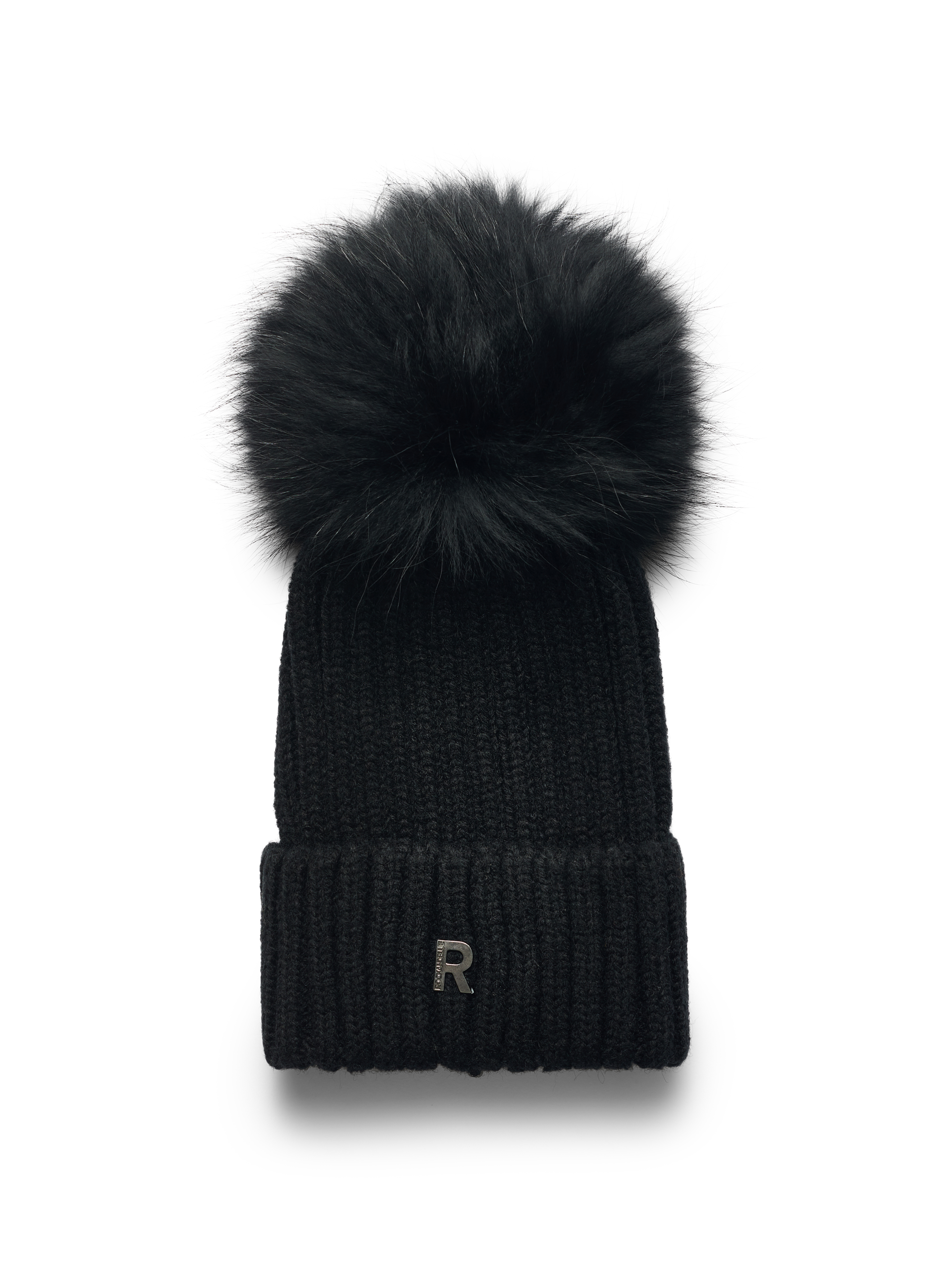 RockandBlue Mütze mit großem echt Pelz Bommel Black/Black passend für Zora Beam und Ciara 