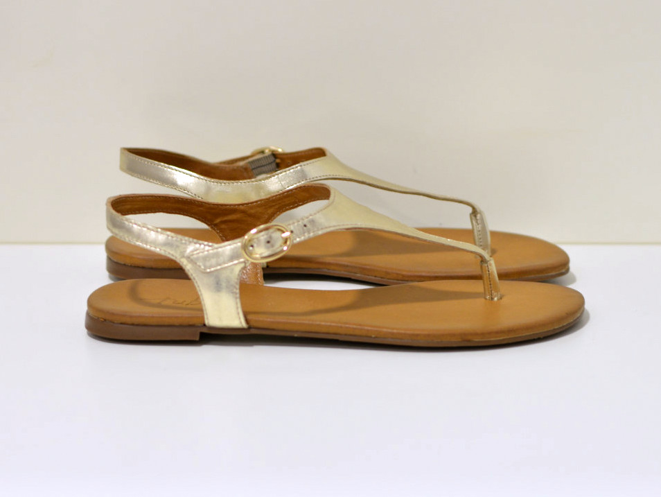 Tube Zehensandalen aus Leder Gold 