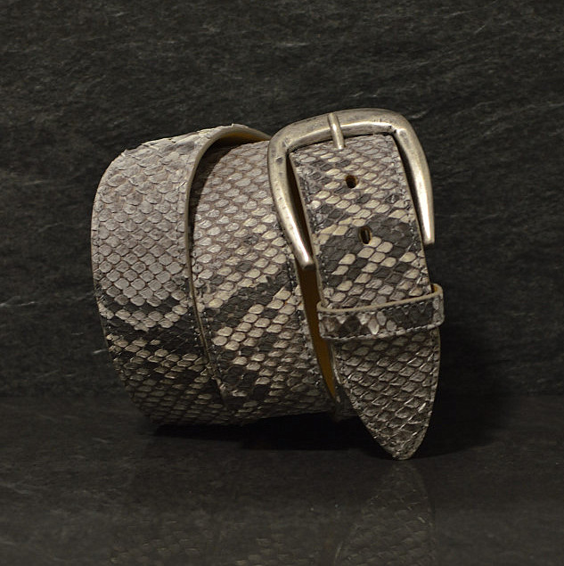 Ralph Gladen Pythonleder Gürtel Schlangenleder Sonderbreite 4,5cm in Python roccia natur