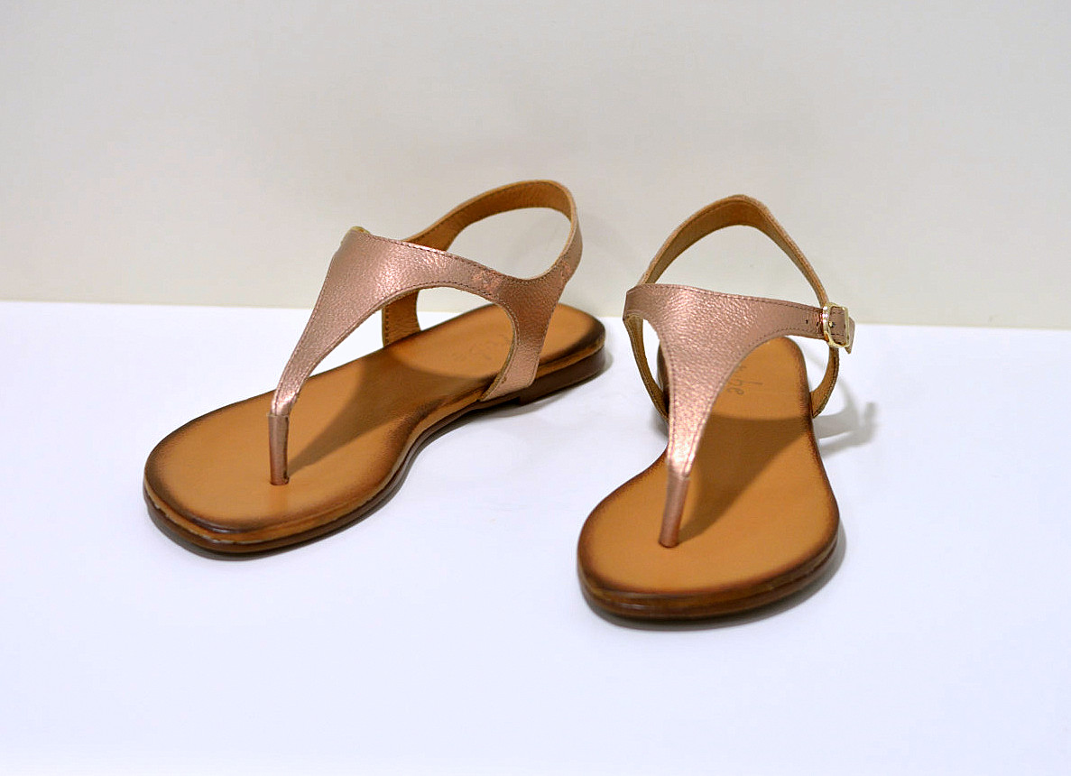 Tube leichte Sommer Zehensandalen aus Glatleder mit Gelsohle rose metallic