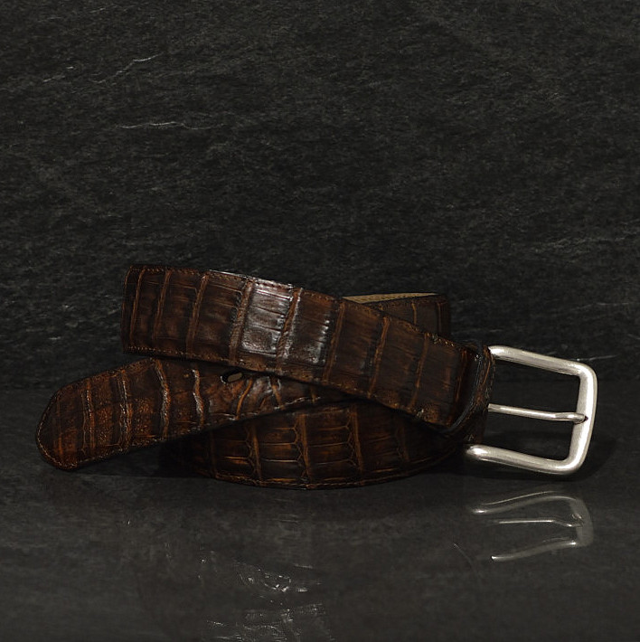 Fausto Colato Caimanleder-Gürtel Breite 4,0 cm braun Caimano Milano
