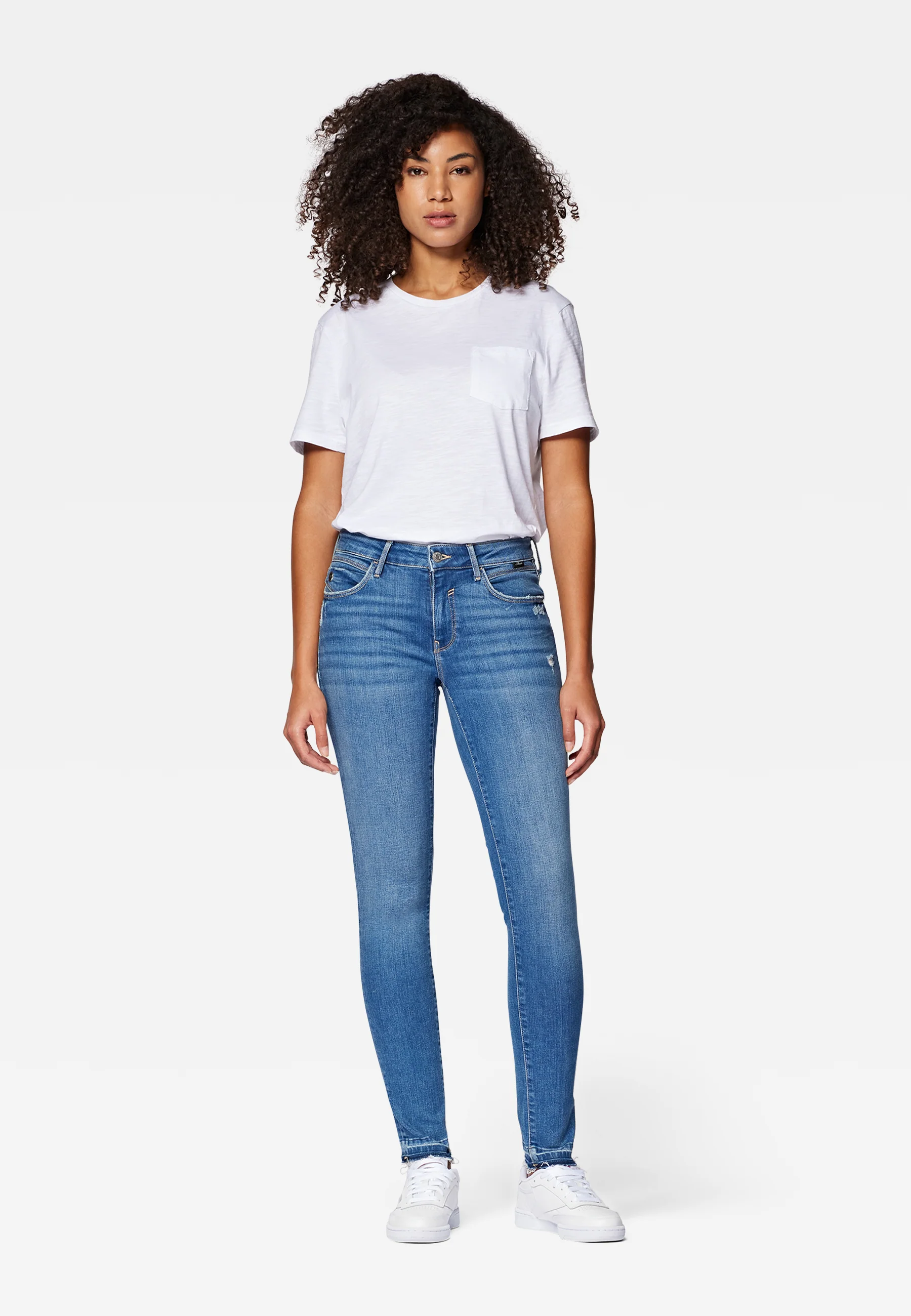 Mavi ADRIANA | Mid Rise, Super Skinny Jeans in Mid Distressed Glam 