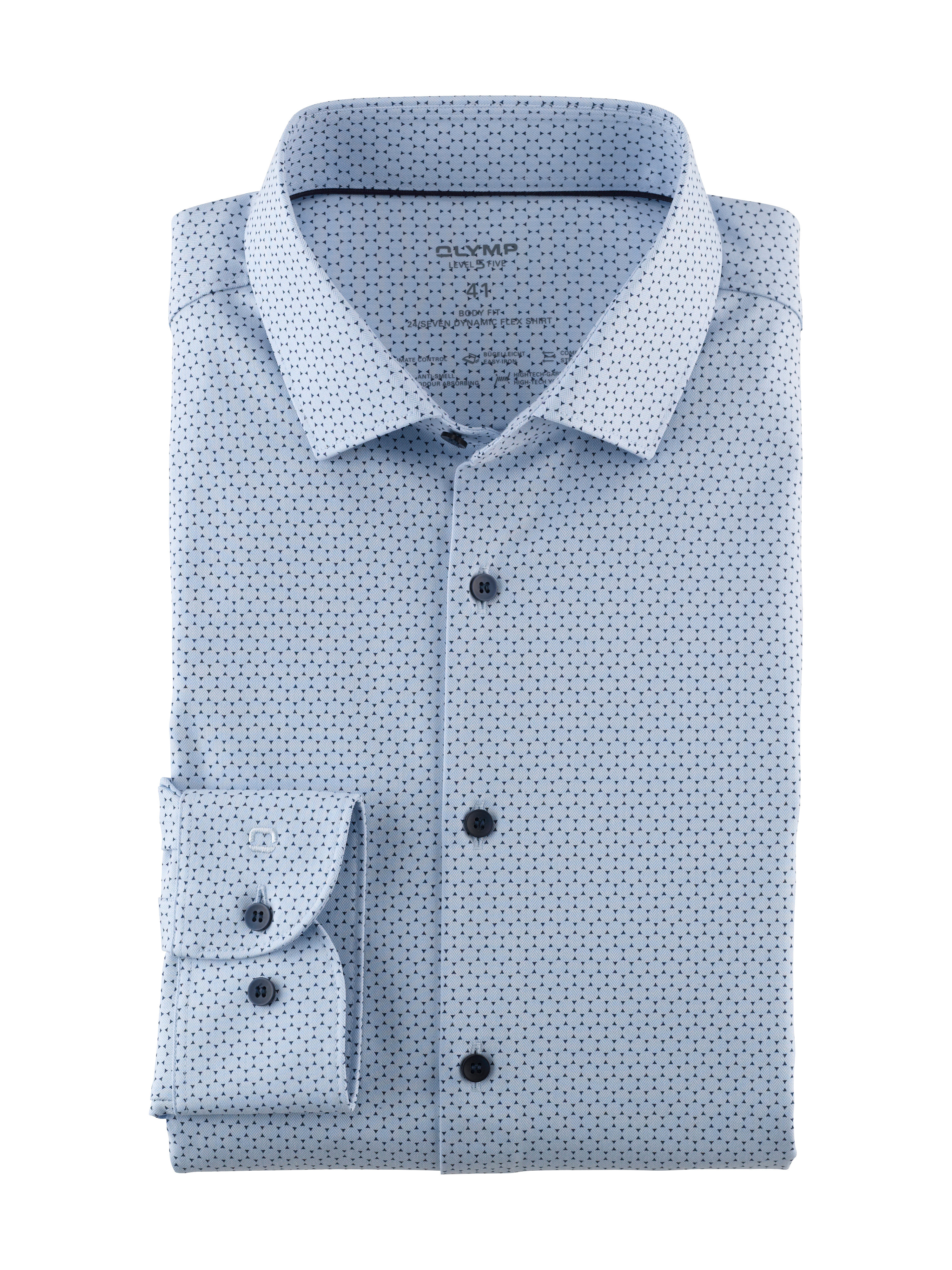 OLYMP Level Five 24/Seven body fit, Businesshemd, Modern Kent, Bleu / GREENCHOICE