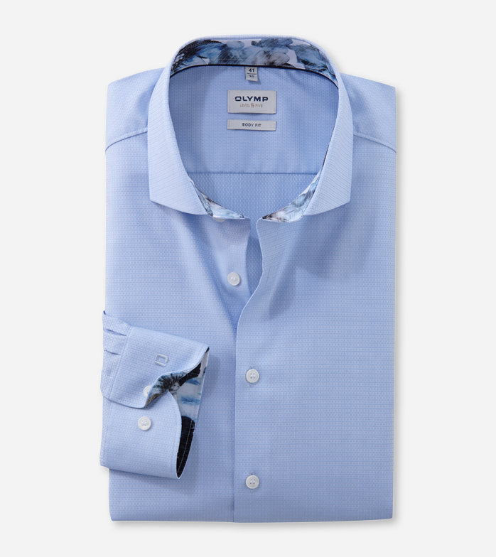 Olymp Level FiveBusinesshemd, body fit, Royal Kent, Bleu mit Ausputz