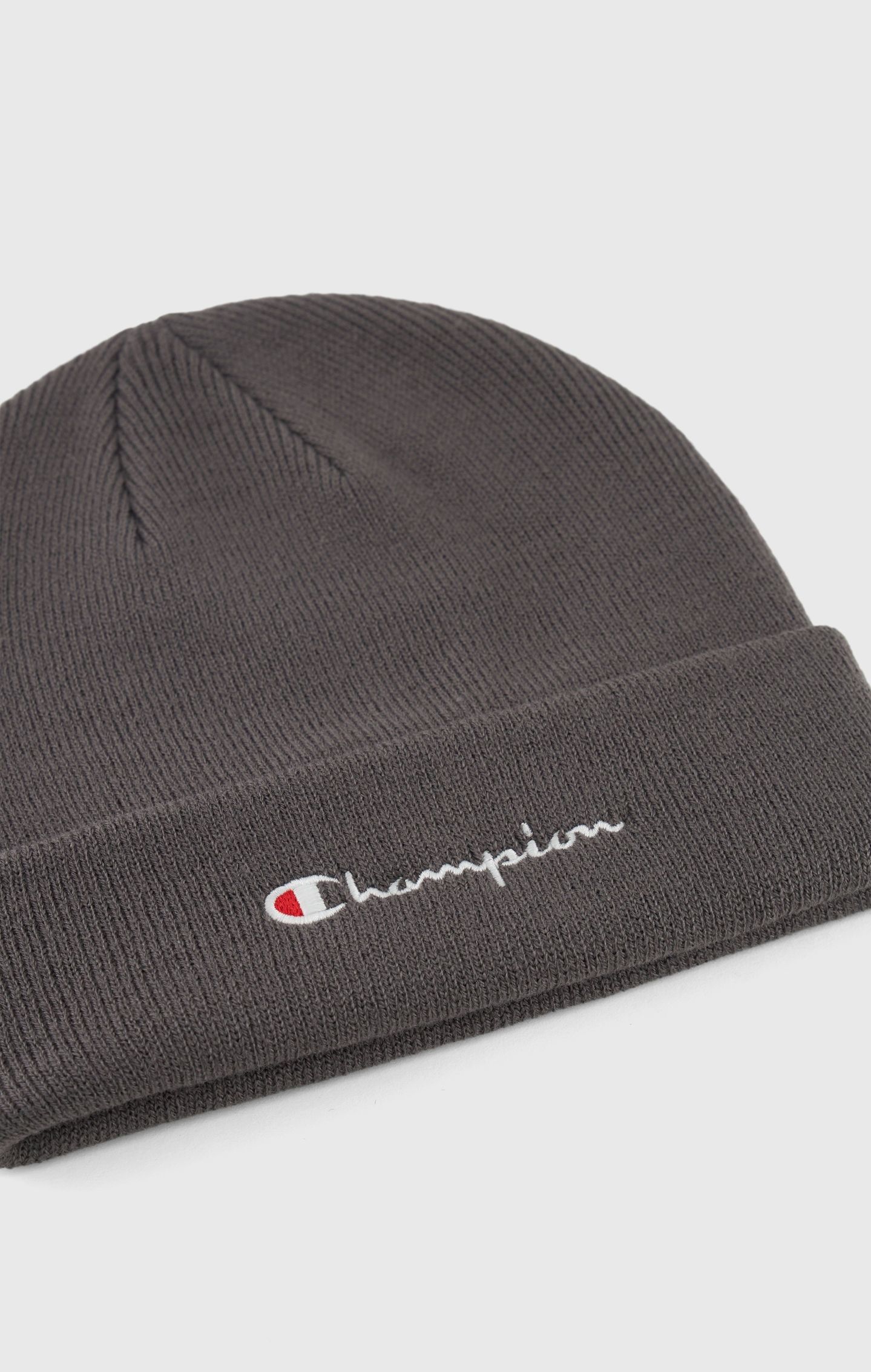 Champion Strick-Beanie mit Logo-Schriftzug / Unisex Mütze in dunkelgrau 