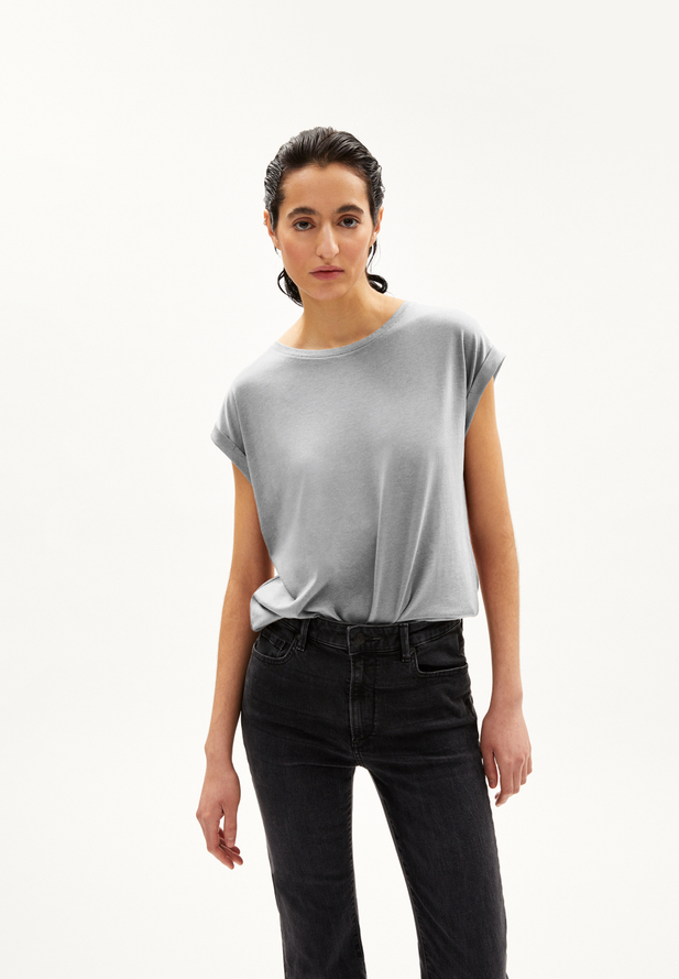 Armedanels JILAANA T-Shirt Loose Fit aus TENCEL™ Lyocell Mix in grey melange