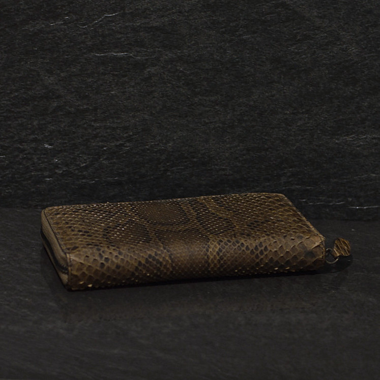 Ralph Gladen Pythonleder Zippwallet Schlangenleder Portemonnaie in braun