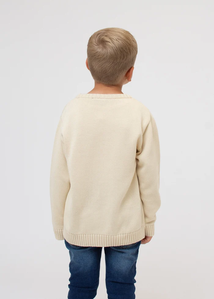 Bavarian Caps - KS23-1 Strickpulli "Tierfest" - beige (Kinder)
