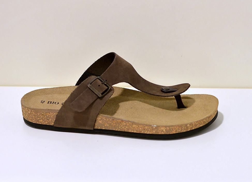 Bio Color´s Herren Sandale Einriemer aus Leder in braun