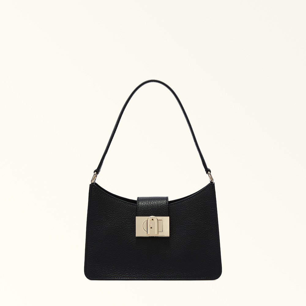 Furla 1927 Schultertasche aus genarbten Kalbsleder in schwarz Furla 1927 Schultertasche aus genarbten Kalbsleder in schwarz