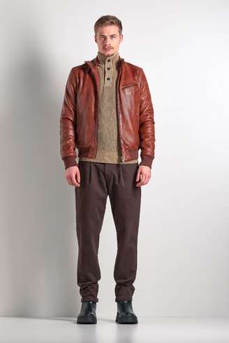 BomBoogie Foo Lederjacke für Herren - JMFOOPLMI in cognac Lammleder