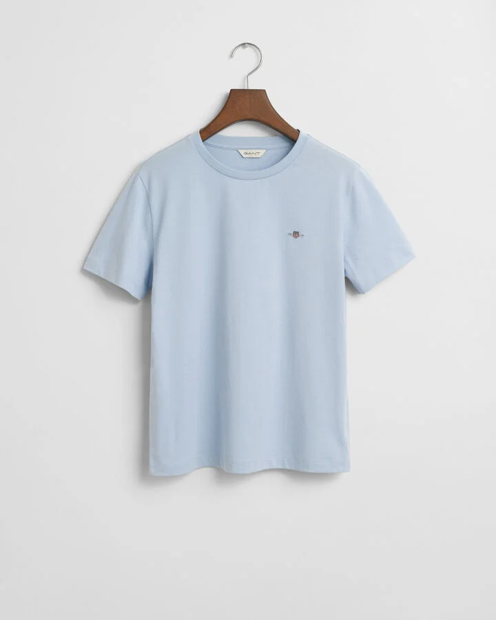 Gant Damen Reg Shield T-Shirt aus Baumwolle in Fresh Blue