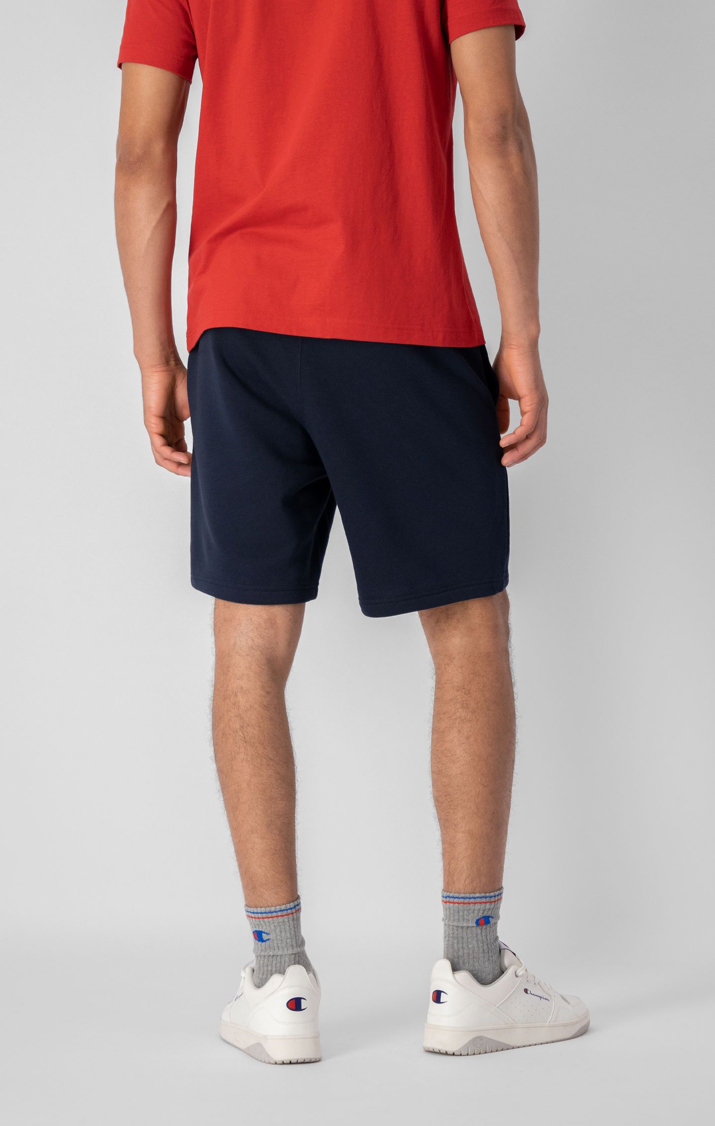 Champion Shorts aus Powerblend French Terry mit Logo-Schriftzug in schwarz 