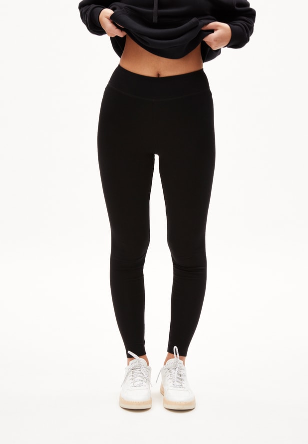  FARIBAA Leggings Regular Fit aus Bio-Baumwoll Mix in schwarz
