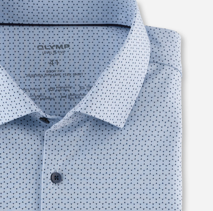 OLYMP Level Five 24/Seven body fit, Businesshemd, Modern Kent, Bleu / GREENCHOICE
