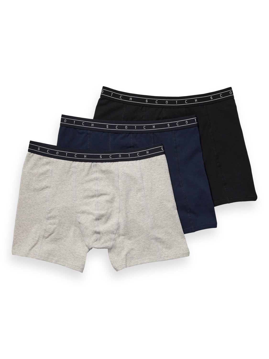 Scotch&Soda 3er-Pack Jersey-Boxershorts in Uni schwarz / grau / blau