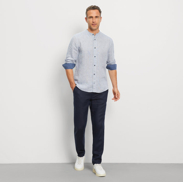 Olymp Casual Freizeithemd aus Leinen, regular fit, Stehkragen, gestreift 