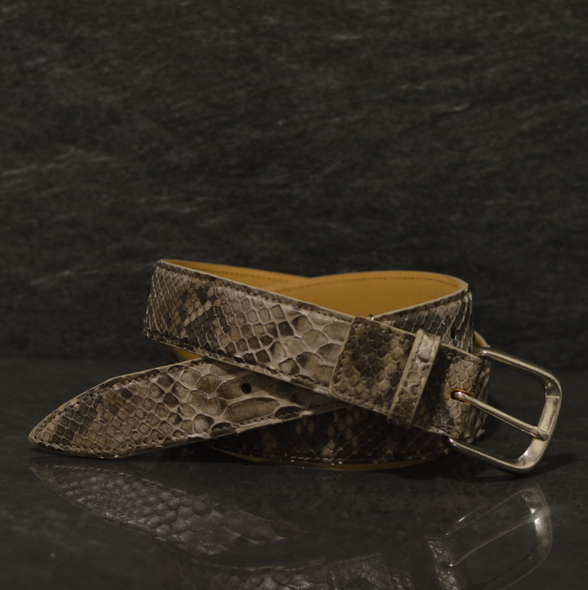 Ralph Gladen Schlangenledergürtel Python Breite 3,5cm in schlamm