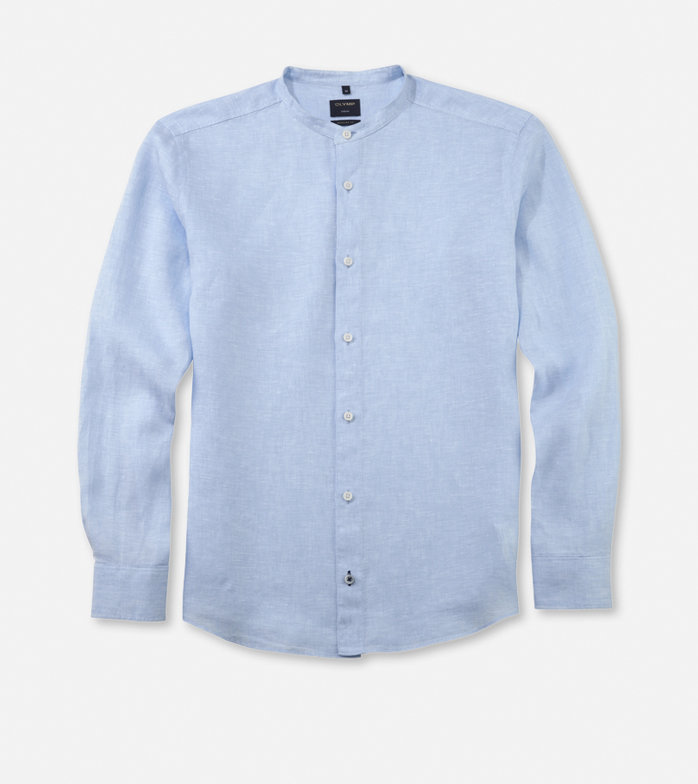 Olymp Casual Freizeithemd aus Leinen, regular fit, Stehkragen in Hellblau