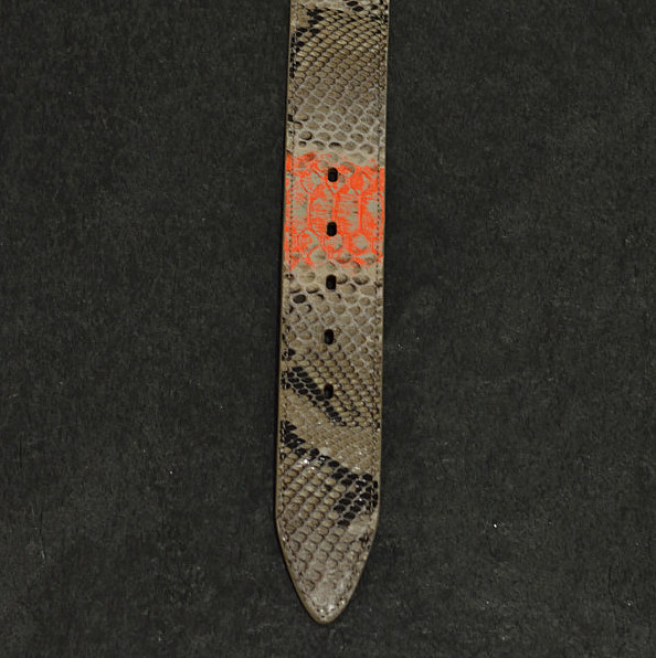 Ralph Gladen Pythonleder Gürtel Schlangenleder Sonderbreite 4,5cm in natur / neon orange