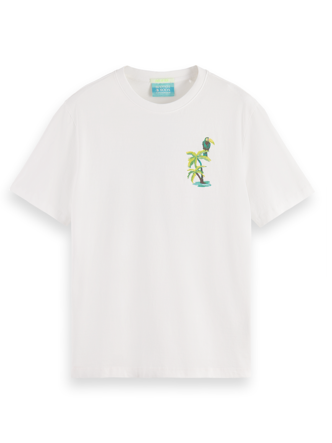 Scotch&Soda Artwork crewneck T-Shirt für Herren mit front und back Print Papagei
