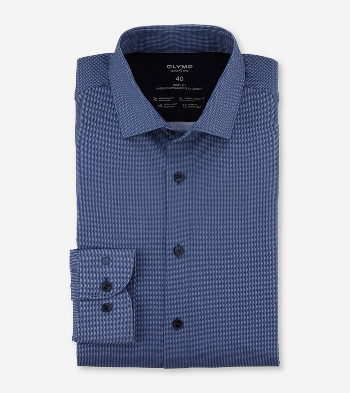 Olymp Level Five 24/Seven Businesshemd, body fit, Modern Kent, Blau