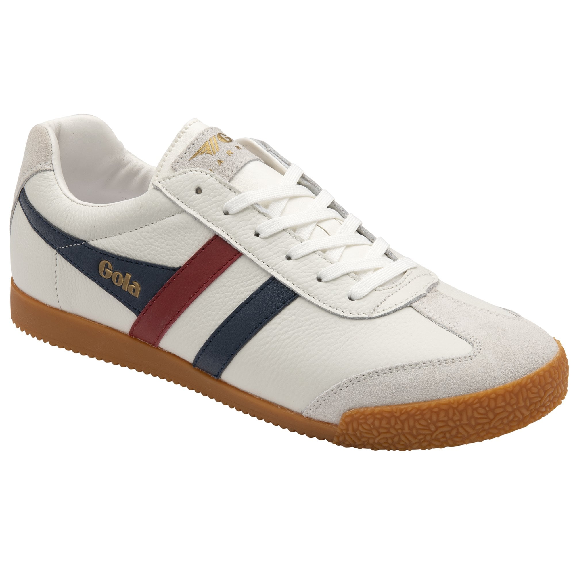 Gola Classics Sneaker Men's Harrier Leather Trainers in White/Navy/Red Gola Classics Sneaker Men's Harrier Leather Trainers in White/Navy/Red