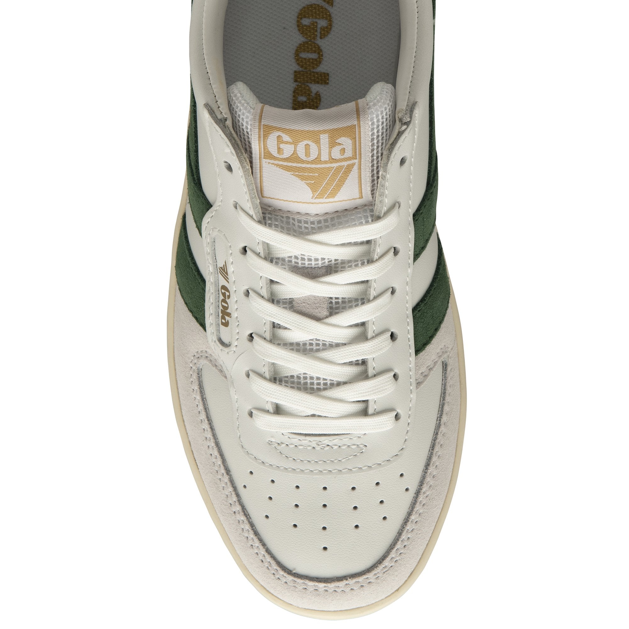 Gola Classics Women's Sneaker Hawk Trainers in White /Dark Green/ Gold 