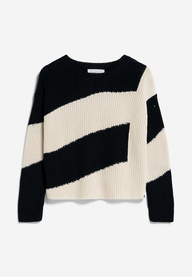  Armedangels NURIAAS BLOCKSTRIPES Pullover Loose Fit aus Bio-Baumwolle undyed black