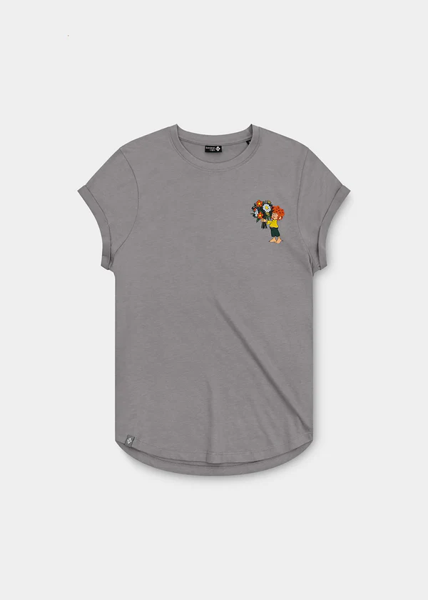 Bavarian Caps T-Shirt "Pumuckl Blumenstrauß" - grau  FT53-1