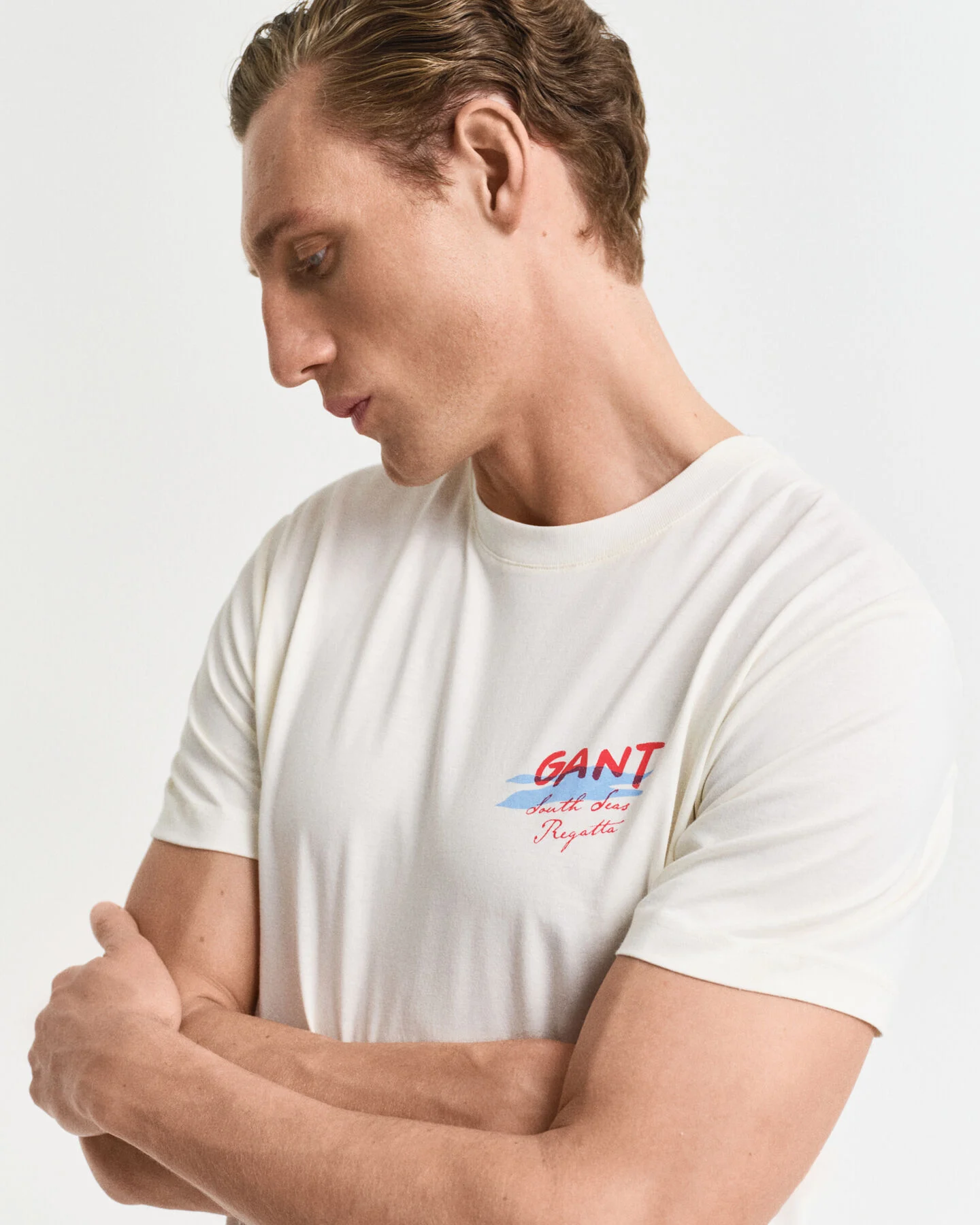 GANT USA Sailing Print Graphic T-Shirt aus Baumwolle in crem